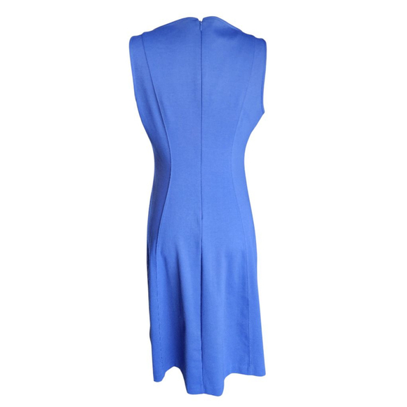 Talbots Royal Blue Sleeveless Knit Sheath Dress Size 6 Stretch Ponte Knee Length - Picture 4 of 10